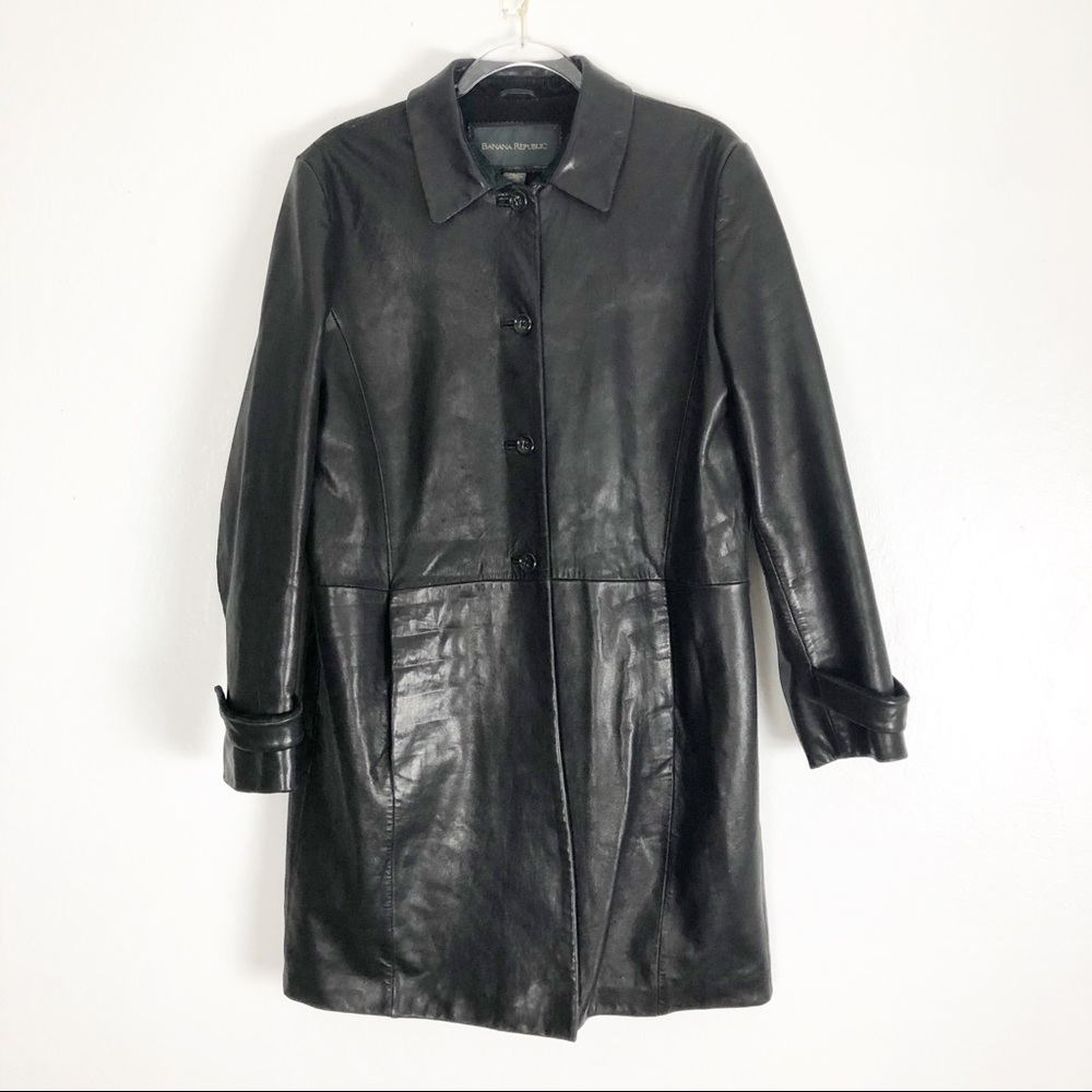 Banana Republic Women’s Black Leather/Wool Jacket